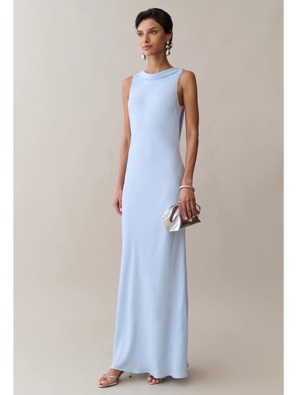 NWT o.p.t By Few Moda Amarosa Maxi Dress Size Small Light Blue Sleek Silhouette